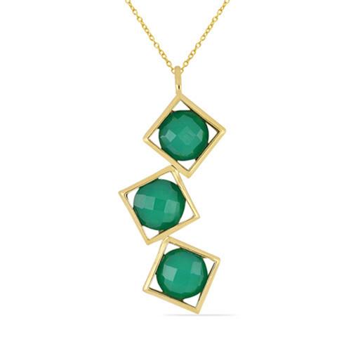 BUY GENUINE GREEN ONYX MULTI STONE BRASS PENDANT